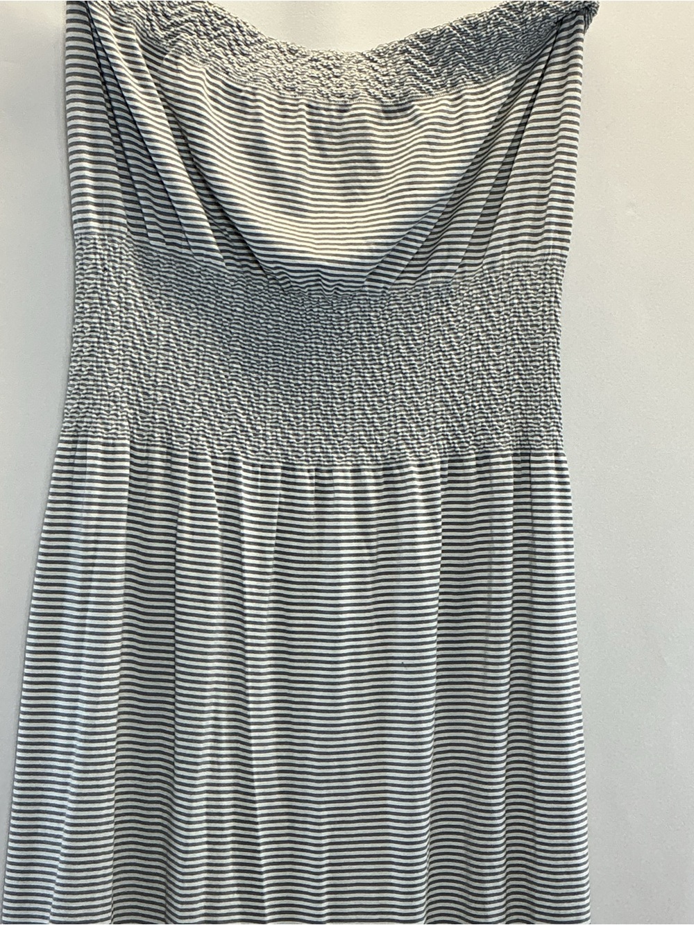 Lark + Grey Gray White Stripe Strapless Maxi Dress S/M Beach Vacation - Picture 5 of 11